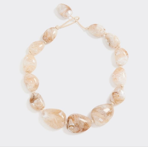 🤎Reitmans Elegant Cream and Brown Actylic Stones Necklace Colier - Picture 2 of 4